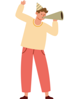 A man is holding a megaphone and shouting png
