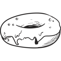 A black and white drawing of a donut png