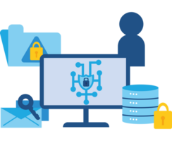 A computer screen with a padlock, a folder and a folder png