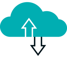 A cloud with an arrow pointing up and a blue arrow pointing down png