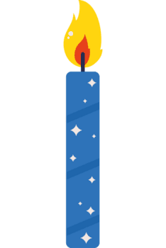 un azul vela con un amarillo fuego png
