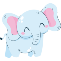 An elephant with pink ears and a smile png