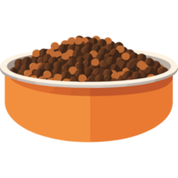 An orange bowl filled with dog food png