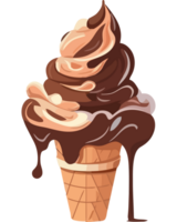 Chocolate ice cream in a waffle cone png