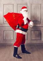 Photo of happy Santa Claus looking at camera