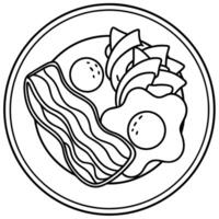 Close-up of a breakfast plate with bacon and eggs vector