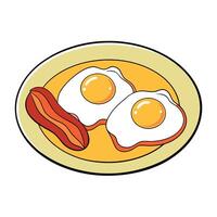 Fried eggs with bacon and cheese vector