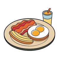 Breakfast Plate with Fried Eggs. Pancakes. and Bacon vector