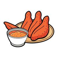 Grilled wings with sauce vector