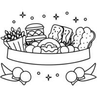 Horizontal banner for a catering company. a set of bruschetta with vegetables and herbs. an assortme vector