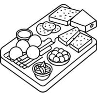 A variety of meats like pancetta salami ham sausage prosciutto and bacon on a black background viewe vector