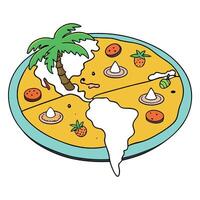 An exotic pizza paradise fusion feast. featuring pizzas with unique international toppings and flavo vector