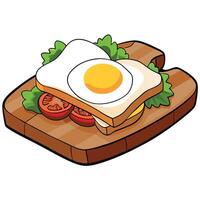 Close-up of a delicious breakfast with crispy bacon. sunny-side-up eggs. and fresh greens served on vector