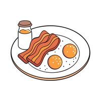 A plate of bacon and eggs with a sprinkle of pepper vector