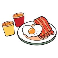 Hearty breakfast. bacon. eggs. and toast. vector