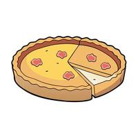 A traditional French quiche Lorraine. a savory tart with a filling of eggs. cream. bacon. and cheese vector