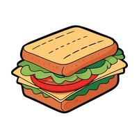 Delicious grilled sandwich with layers of meat and vegetables. showcasing appetizing textures and vi vector