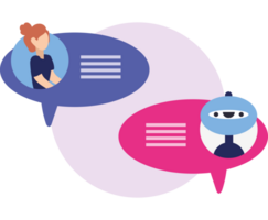 Two people talking to each other in speech bubbles png