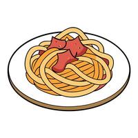 Close-up of spaghetti carbonara with bacon and cheese. vector