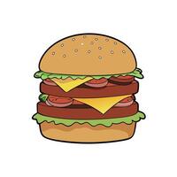 A double cheeseburger with bacon and pickles vector