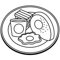 A breakfast plate with eggs. ham. and toast vector