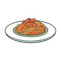 A plate of spaghetti with bacon and parmesan vector