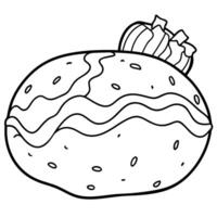 A large potato with bacon and cheese on top vector