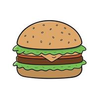 A large burger with lettuce and onions on top of a bun vector