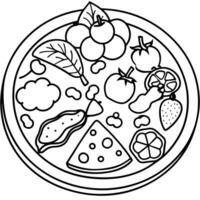 Delicious meat lover's pizza with vegetables vector