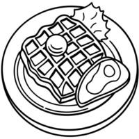 Breakfast at the campsite bacon and pancakes vector
