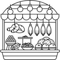 Assorted meats displayed in a butcher store vector