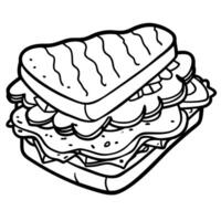 Blt sandwich with excessive bacon on toasted sourdough vector