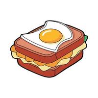 Delicious Bacon and Egg Sandwich on White Background vector