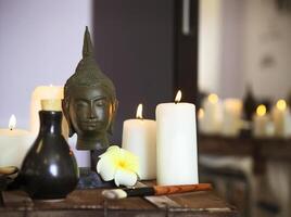 Elements of spa massage in spa salon photo