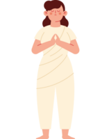 A woman in a white robe standing with her hands folded png