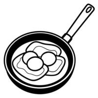 Fried eggs in a frying pan vector