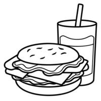 Bacon roll or sandwich with juice on a soft bun. vector