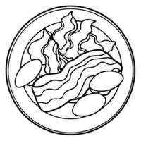 Close up pf scrambled eggs with bacon dish vector