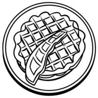 Bacon waffle on wooden table. vector