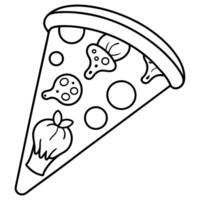 A slice of pizza with pepperoni. mushrooms. and onions vector