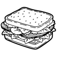 Chicken avocado club sandwich with bacon. lettuce. tomato. and ranch dressing on toasted white bread vector