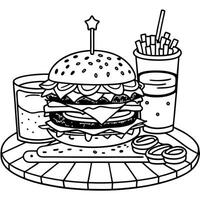 Fresh and Big Handmade Burger made on the griddle drizzled with special sauces and adding gourmet to vector