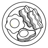 Crispy Bacon and Sunny-Side Up Eggs on a White Plate vector