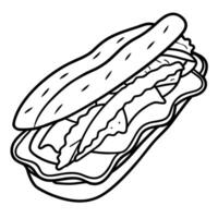 Close-up of a baguette sandwich with avocado and bacon vector