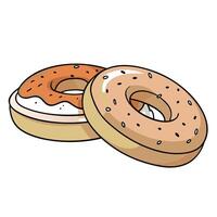 Homemade bagels with bacon and cream cheese vector