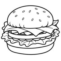 A hamburger with lettuce and tomato on top of a bun vector