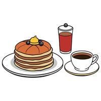 A delicious breakfast spread with pancakes and coffee vector