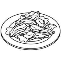 A plate or surface with a pile of crispy bacon on top vector