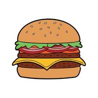 A double cheeseburger with bacon and ketchup vector
