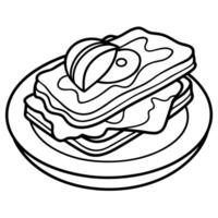 A bacon and egg sandwich is on a white plate vector